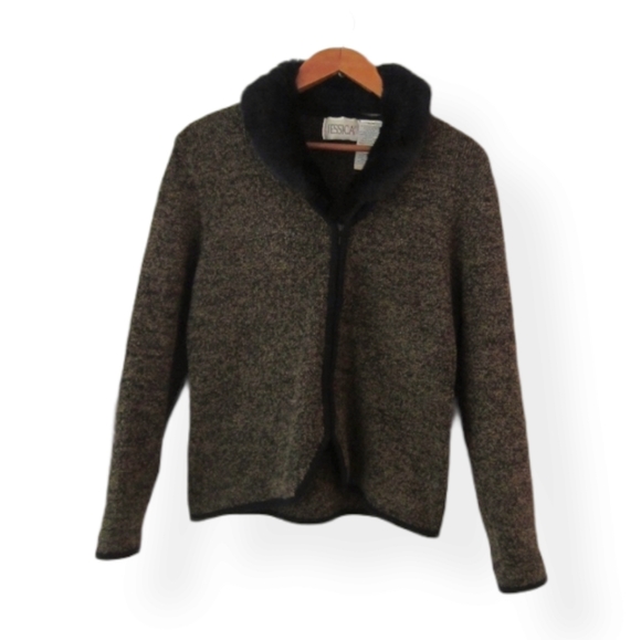 JESSICA M vintage Faux Fur Cardigan - Picture 1 of 14